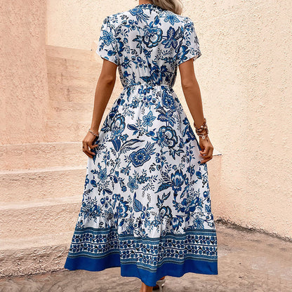 Lightweight polyester dress with floral print