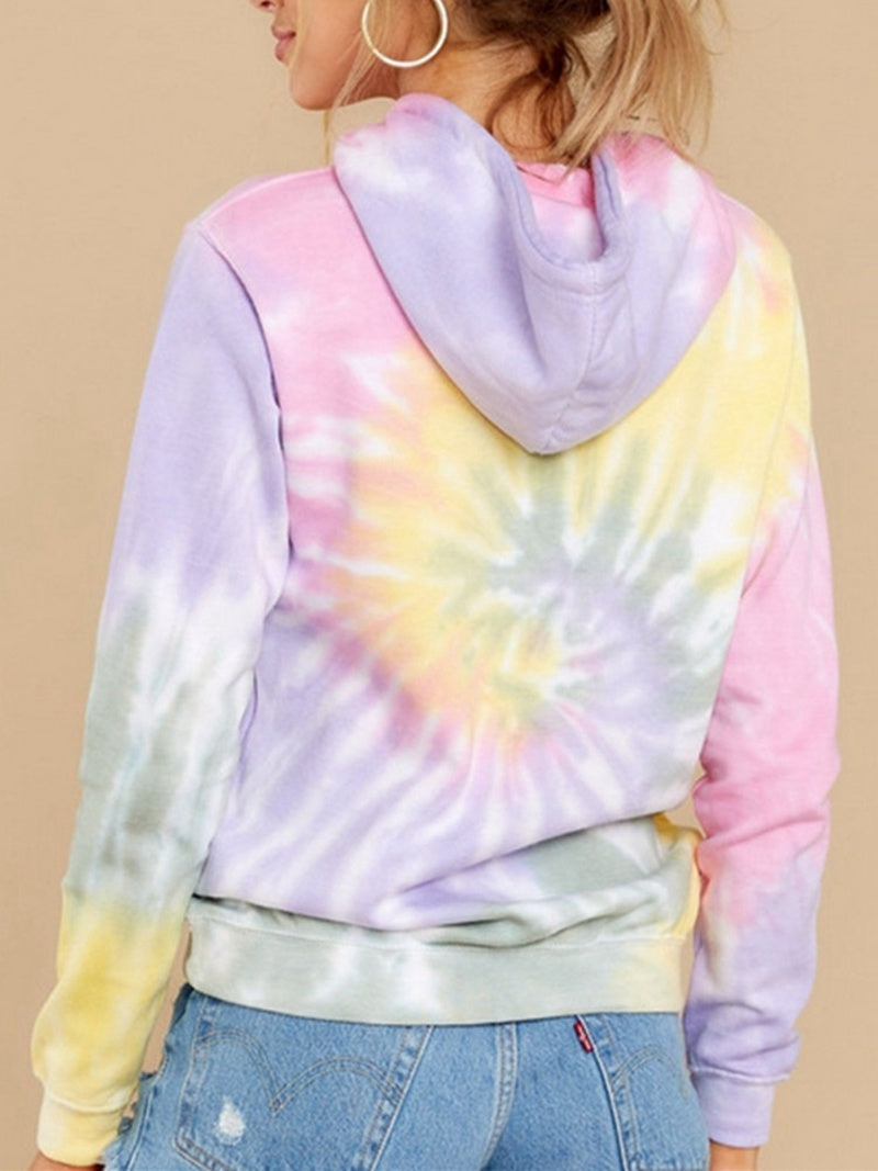 Loose fit tie-dye hoodie with long sleeves