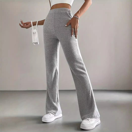Luxury light gray bootcut trousers for women