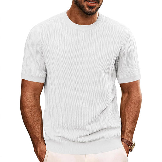 Men’s hollow-knit breathable summer t-shirt in white