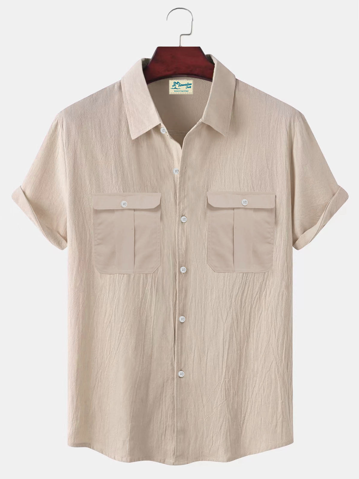 Men’s linen cotton lapel shirt for vacations