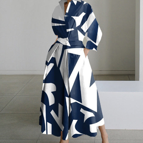 Mid-length colorful dress with flowing skirt