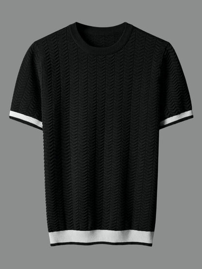 Modern slim-fit men’s summer t-shirt with jacquard design