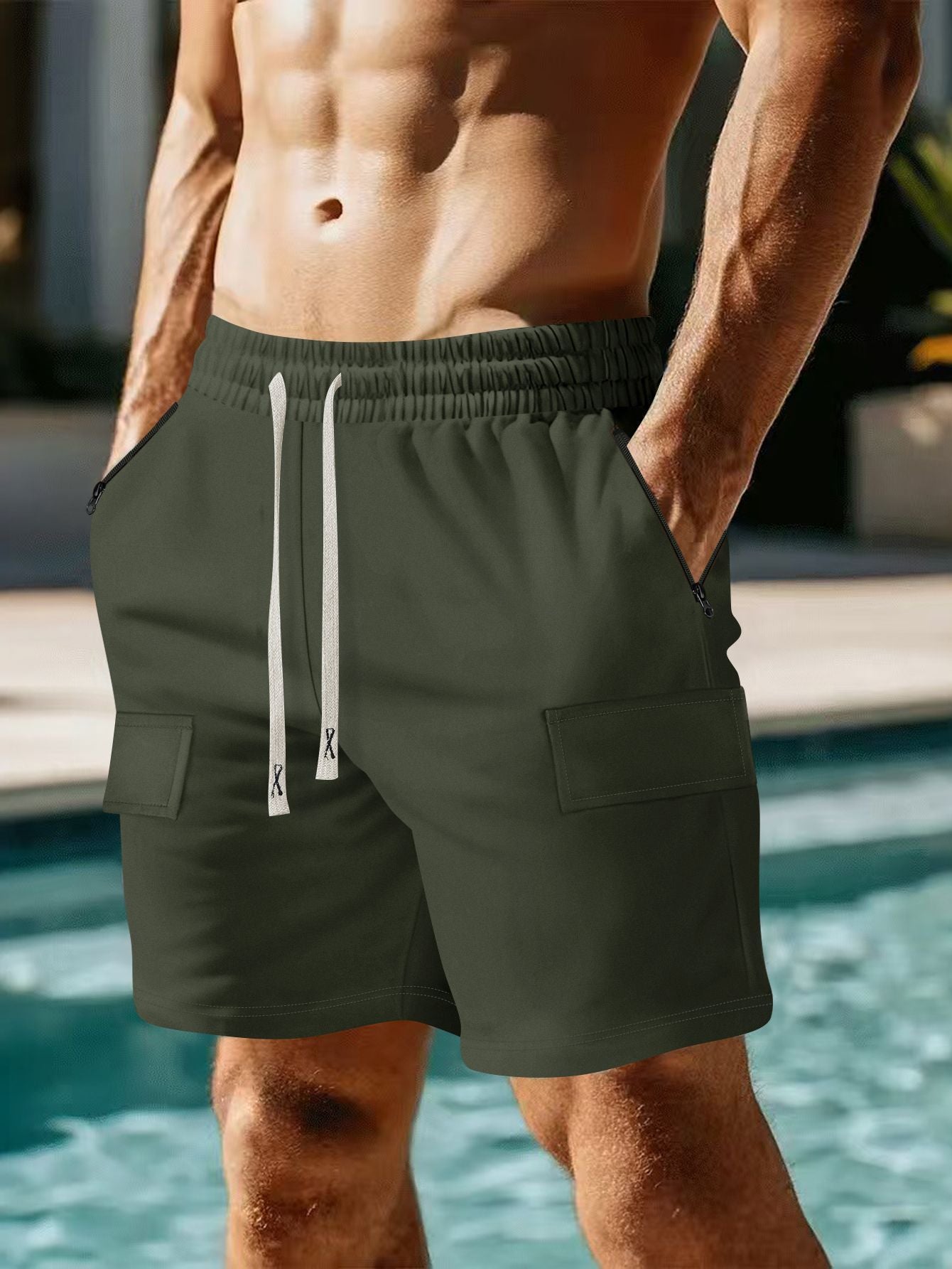 Orange men’s utility shorts for summer