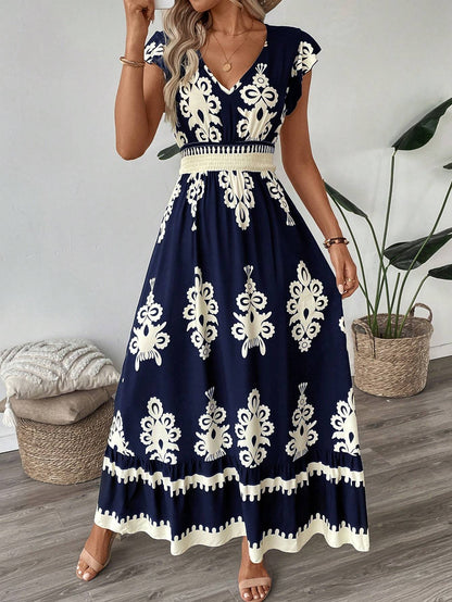 Printed cami maxi dress with spaghetti straps