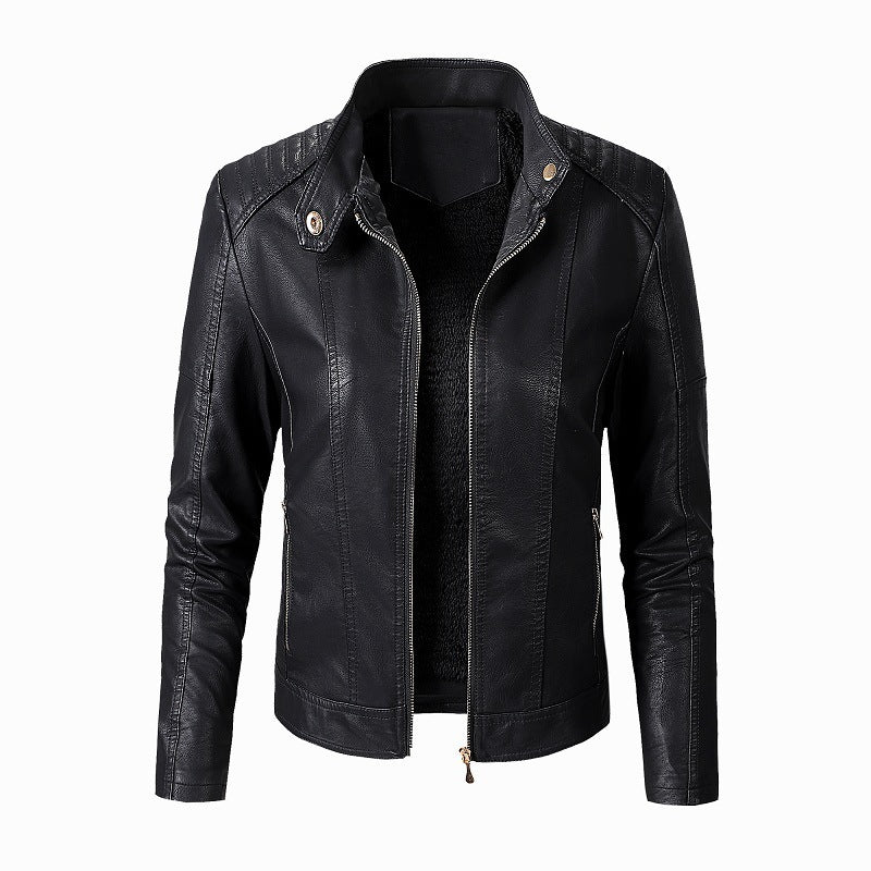 Red women’s imitation leather jacket stylish casual wear