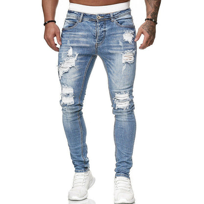 Side view of Yuvoro men’s ripped skinny jeans