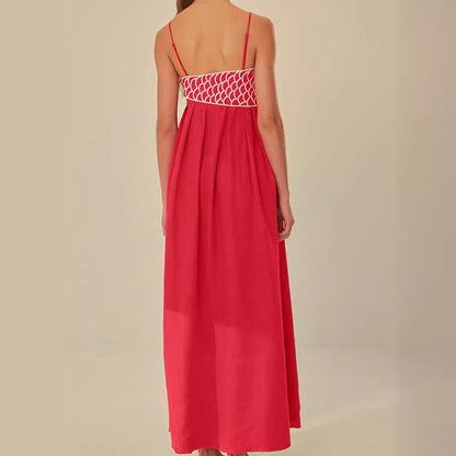Sleeveless summer maxi dress with flounced skirt