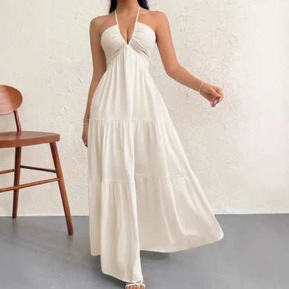 Solid color maxi dress for beachwear