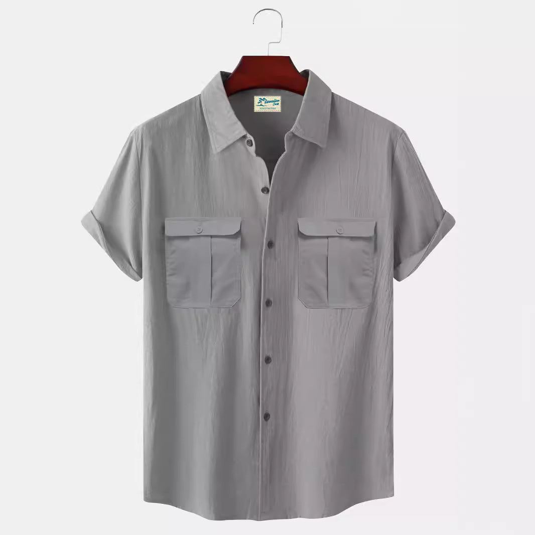 Summer short sleeve loose cardigan top for men