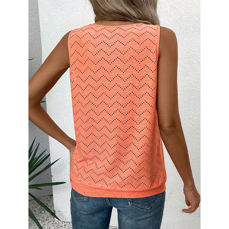 Trendy keyhole design sleeveless top for women