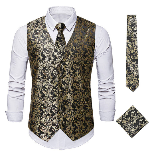 Wedding groomsman vest with bow tie