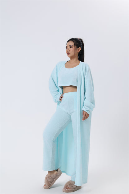 Women’s wide-leg lounge pants and crop top