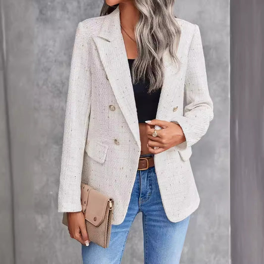 Yuvoro beige double breasted blazer