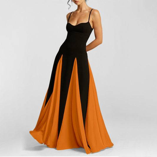 Yuvoro black contrasting pleated slip maxi dress