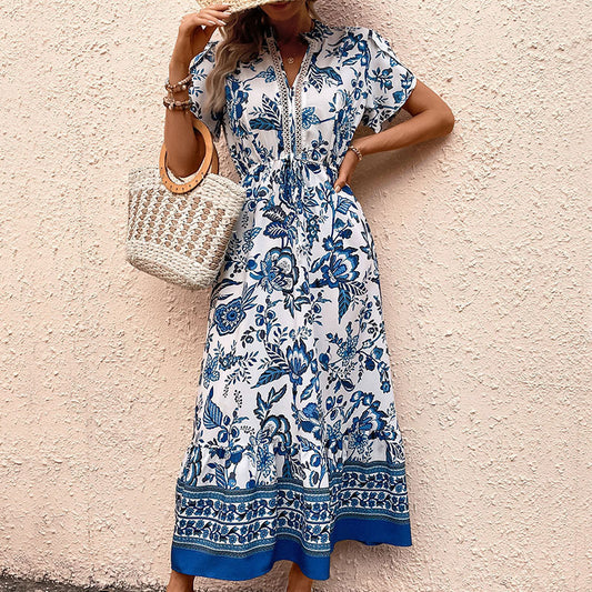 Yuvoro blue floral beach dress