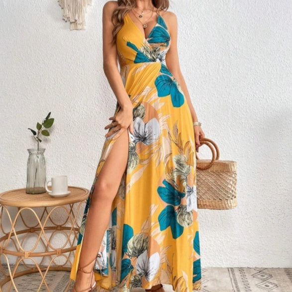Yuvoro floral split thigh maxi dress