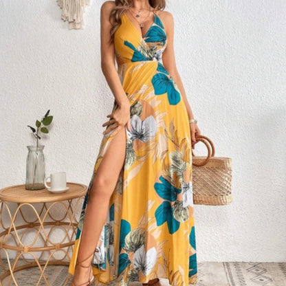 Yuvoro floral split thigh maxi dress
