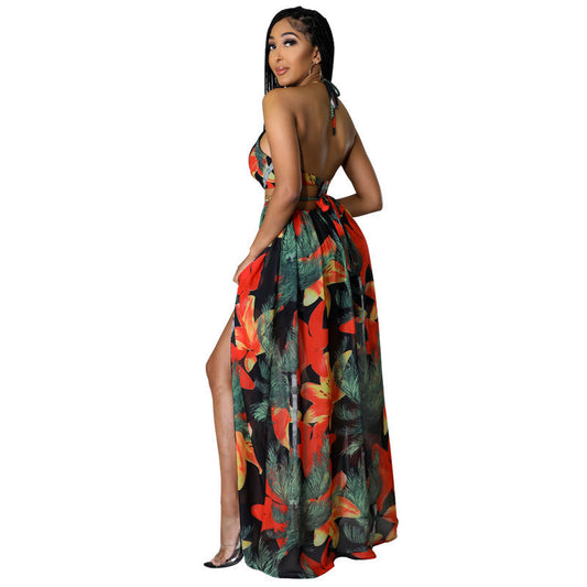 Yuvoro floral tie-back maxi dress