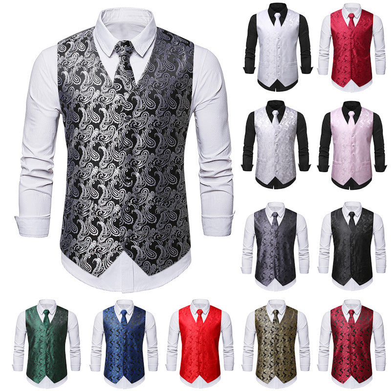 Yuvoro men's formal vest with paisley pattern