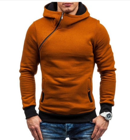 Yuvoro men's oblique zipper hoodie