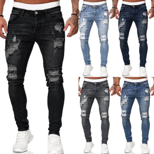 Yuvoro men’s ripped skinny jeans vintage wash