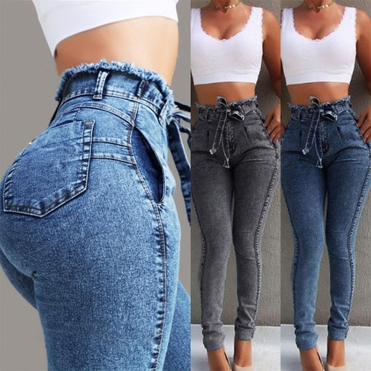 Yuvoro women’s fringed hem denim jeans in gray