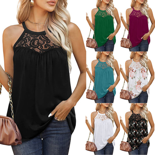 Yuvoro women’s lace halter tank top in white