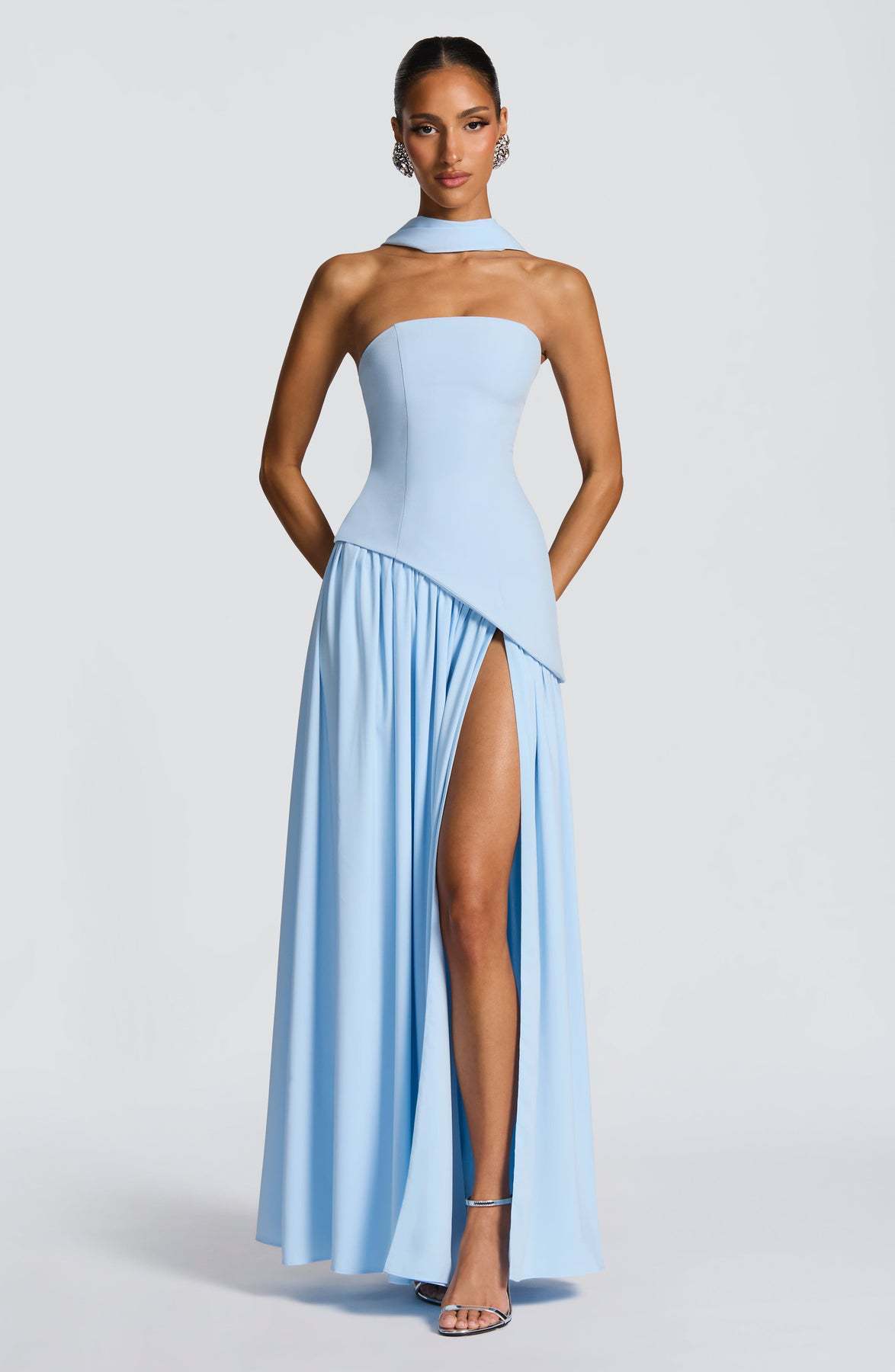 backless tube top maxi dress