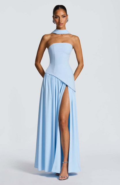 backless tube top maxi dress