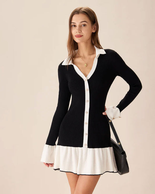 Yuvoro contrasting bell sleeve sweater dress