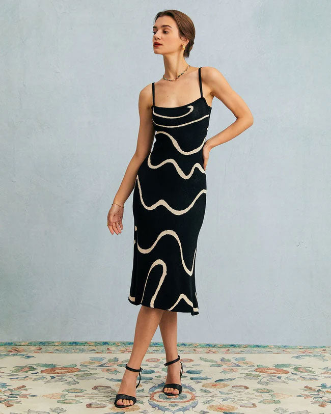 Black and white stripe socialite dress