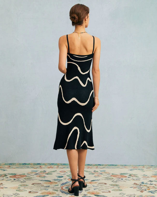 Elegant knit cocktail midi dress