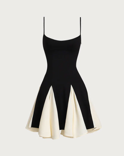 Black polyester party dress women