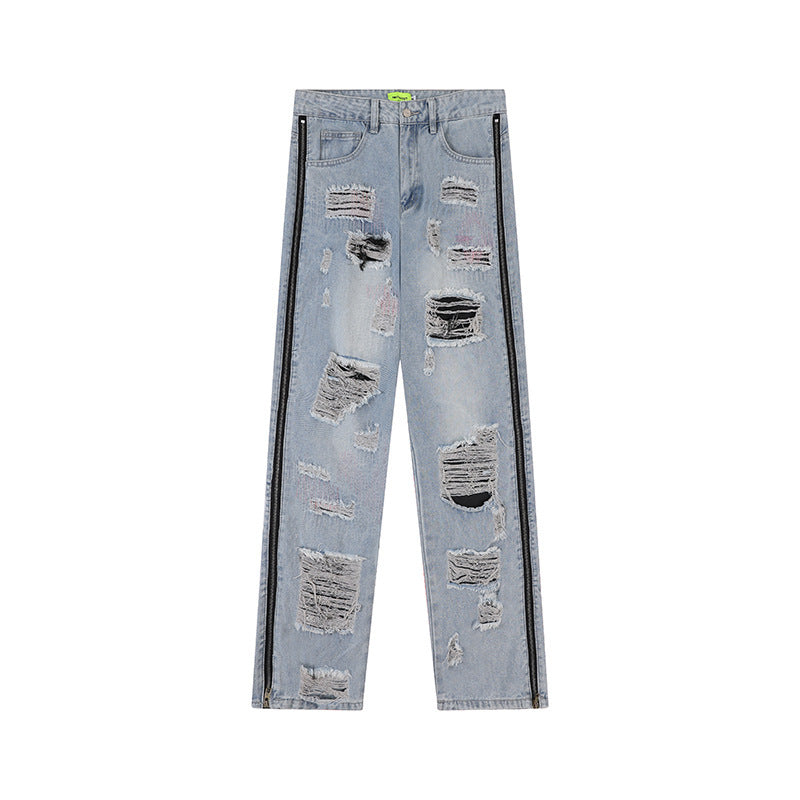 retro tattered jeans men