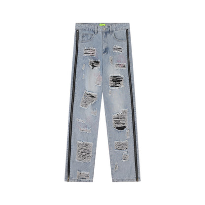 retro tattered jeans men