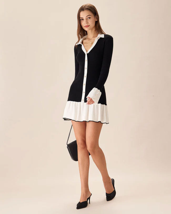 Sweater dress with contrast details
