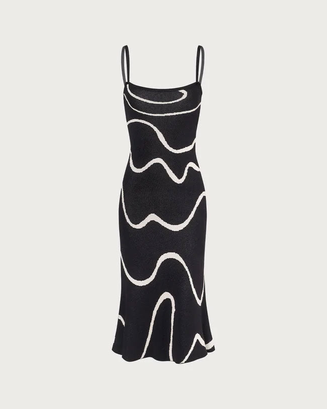 Knit midi dress with flared hem